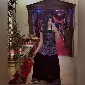 Navy blue velvet thobe modern design!